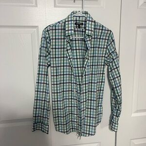 Express Men's Checkered Shirt in Blue and Green